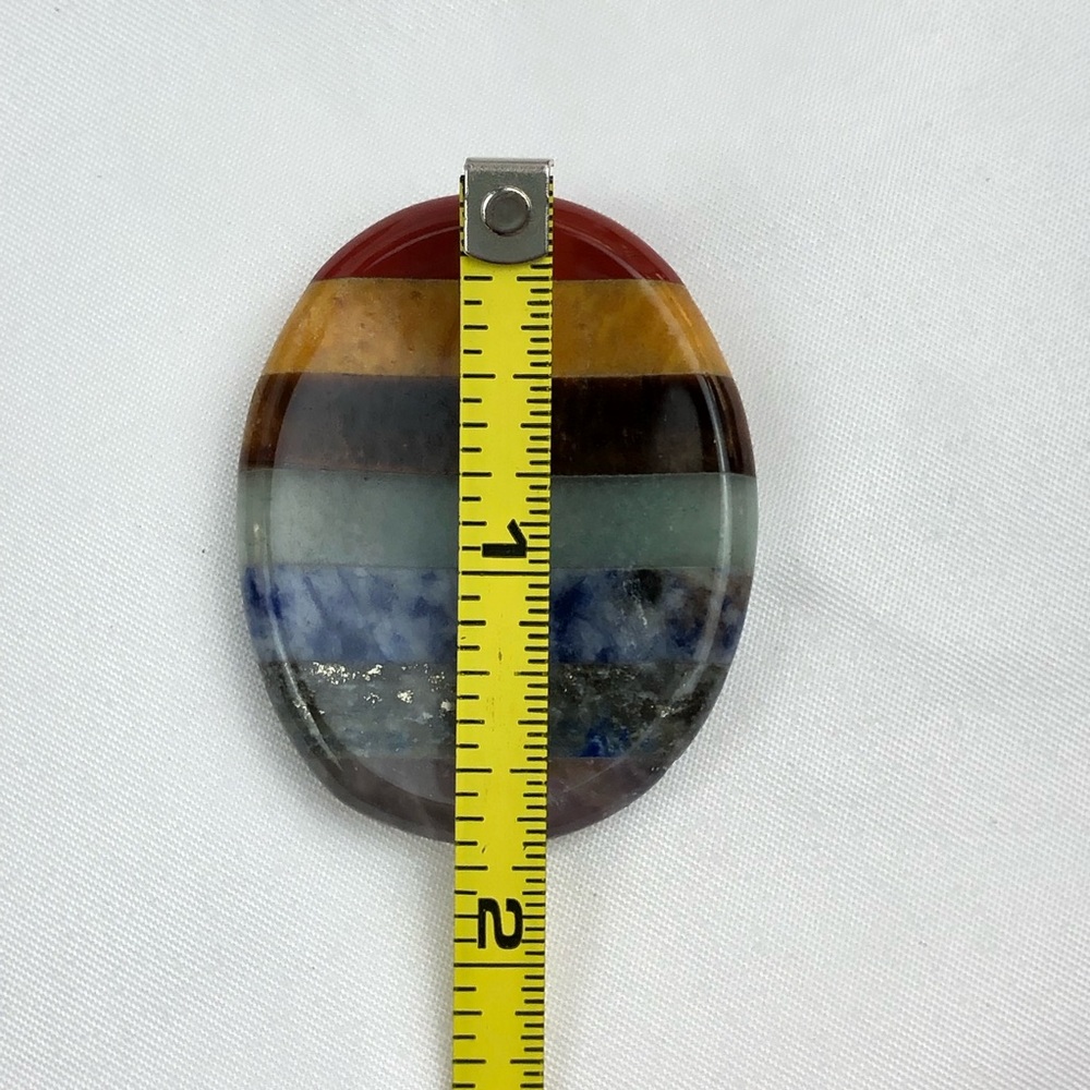 7 Chakra Rainbow worry stone palm stone thumb stone rock healing crystals - Picture 7 of 10